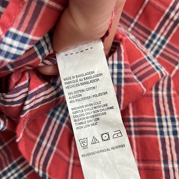 NWT men’s Arrow big and tall red checkered short sleeve button down size LT/GL - Picture 6 of 6